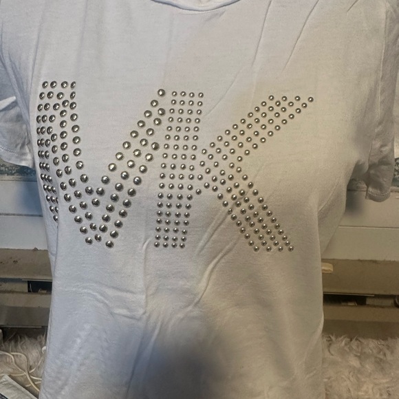 Michael Kors White Tee with Silver Studded Logo - Picture 3 of 6